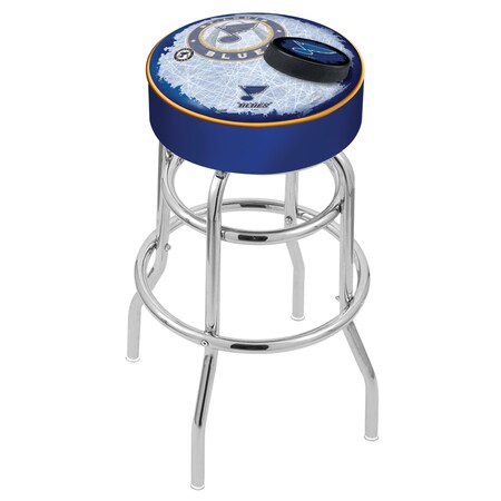 Holland Bar Stool Co 25" St Louis Blues Cushion Seat, 2-Ring Chrome Swivel Bar Stool L7C125STLBlu-D2